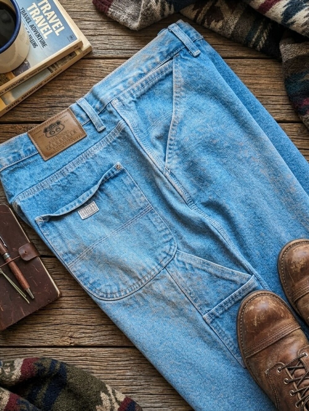 Vintage Route 66 High Waisted Carpenter Jeans 18P